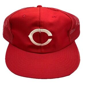 Vintage Cincinnati‎ Reds Hat Cap Snap Back Trucker Mesh 90s Y2K Deadstock Plain